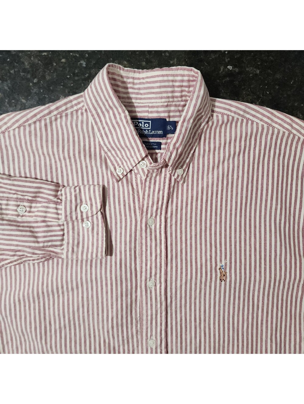 Polo Ralph Lauren Pinstriped Flesh Pony Button Down Woven Oxford Shirt Mens 16½